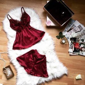 NEW Luxury Women Satin Nightwear Shorts Pajama Set